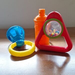 Babys Rattle Collection, Rad Orange Yellow And Blue.